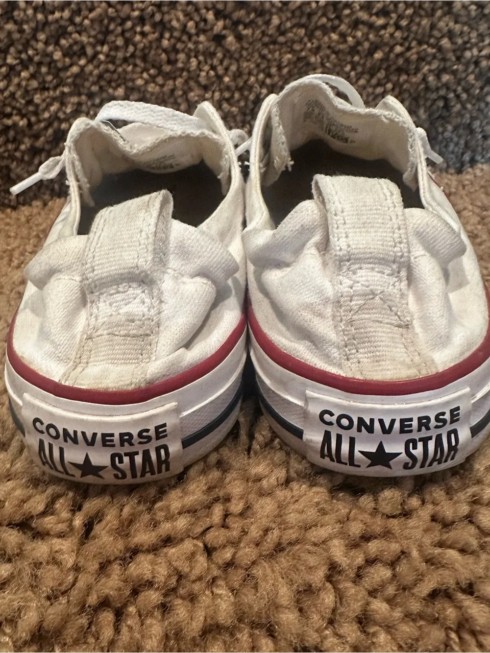 Converse White Low-Top Sneakers with Red Trim